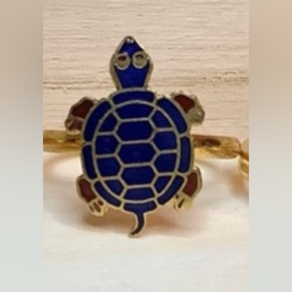NEW vintage TURTLE adjustable ring BLUE